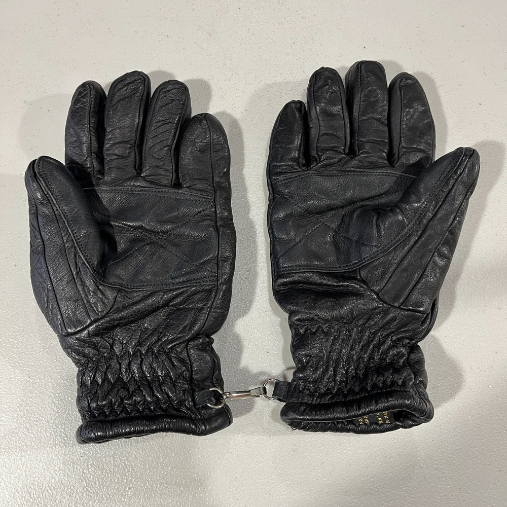 Vintage Columbia Leather Gloves Men's Medium Black 90s Sherpa Lined‎ Japan Made
